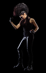 Fototapeta premium Rock musician in leather clothing
