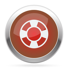 Fototapeta premium White Life Buoy icon on red web app button