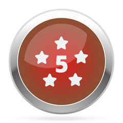 White Five Star icon on red web app button