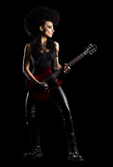 Naklejka premium Rock musician in leather clothing
