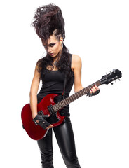 Obraz premium Rock musician in leather clothing