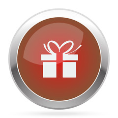 White Gift  icon on red web app button