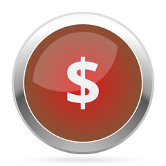 White Dollar icon on red web app button