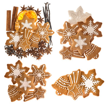 Gingerbread cookies and spices. Sweet Christmas food