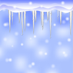 Winter background with icicles