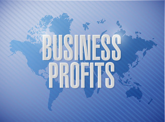 Business profits world map sign concept