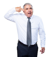 mature man sucide gesture