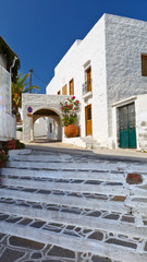 Street in Plaka, the capital of Milos island in Greece.