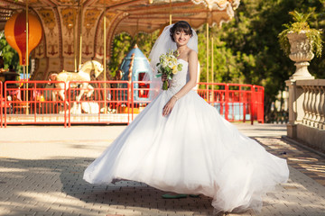 Bride in summer park