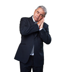 business man doing a sleep gesture