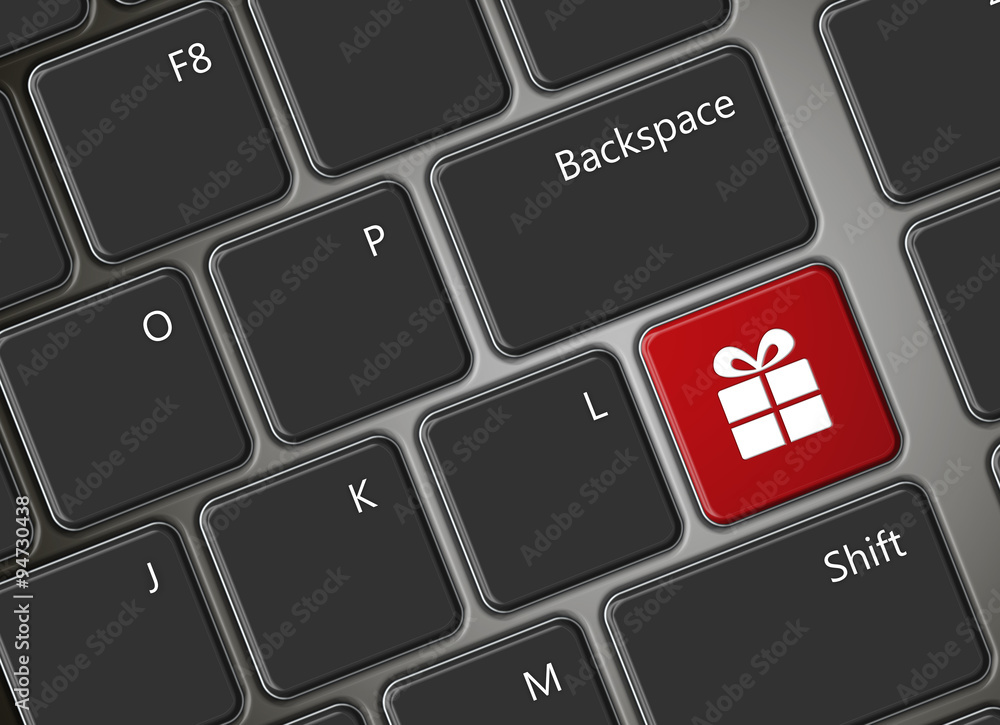 Poster computer keyboard with gift button