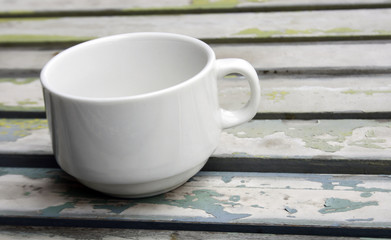 Coffee cup on wooden tables