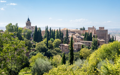 View of Alhambra Palace in Granada  in Spain