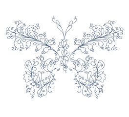 Fototapeta premium Hand drawn floral butterfly