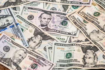 dollars pile as background