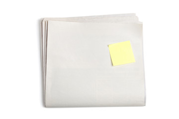 Blank Newspaper and Sticky Note