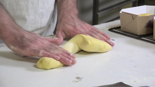 braiding brioche dough portions