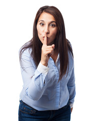 woman silence gesture