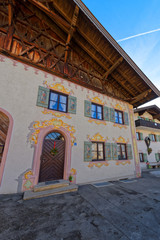 Fototapeta na wymiar Impressive facade paintings of the houses of Garmisch-Partenkirchen