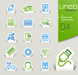 Lineo Papercut - Media and Technology outline icons