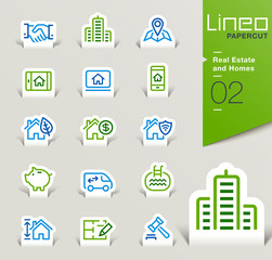 Lineo Papercut - Real Estate and Homes outline icons