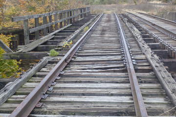 Old abandoned railroad tracks.