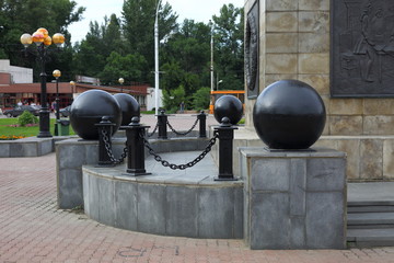 Sculptural elements of urban monument.