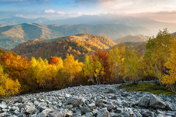 Autumn landscape in the Carpathian Mountains.