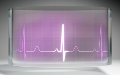 futuristic EKG medical liquid crystal display pink