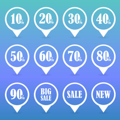 Discount Sale pin map icon. Map pointer, markers.