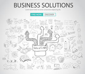 Business Solutions concept  with Doodle design style