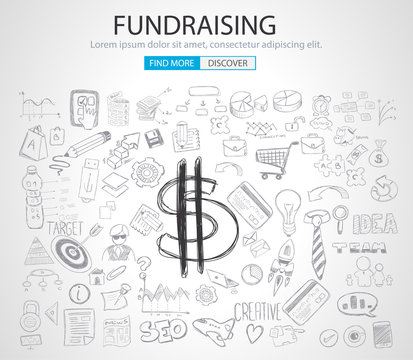 Fundraising concept with Doodle design style