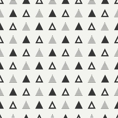 Geometric line monochrome abstract hipster seamless pattern with triangle. Wrapping paper. Scrapbook paper. Tiling. Vector illustration. Background. Graphic texture for your design, wallpaper