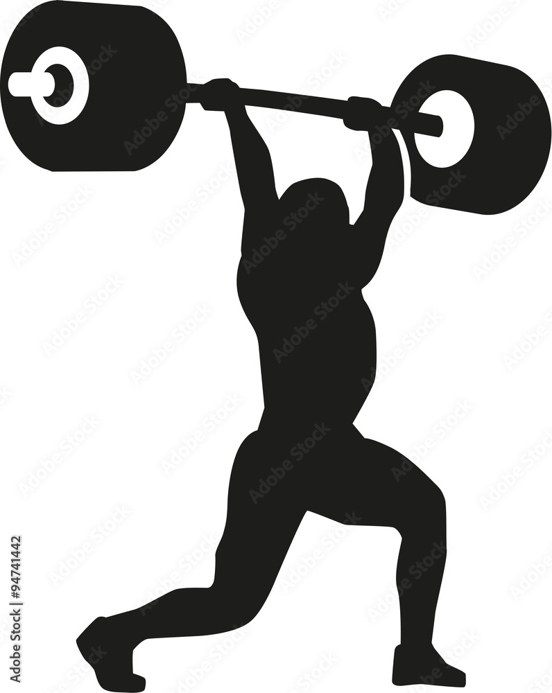 Sticker Strong weightlifter with barbell