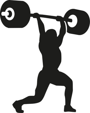 Strong weightlifter with barbell