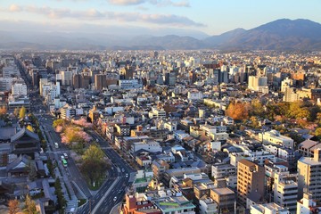 Fototapeta na wymiar Kyoto streets - aerial view