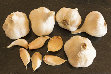 Garlic on the board of granite