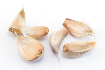 Clove of garlic isolated on white