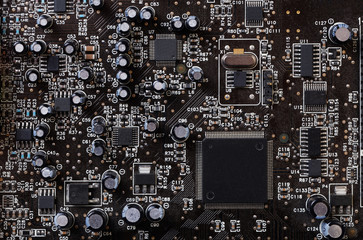 Closeup computers circuit board