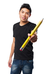 cool chinese-man with pencil