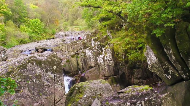 Bracklinn falls near Callander, Scotland, HD footage