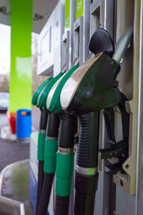 Petrol pumps at automatic gas station