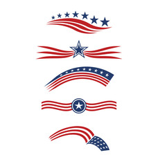 USA star flag logo stripes design elements vector icons