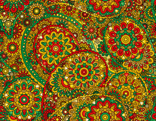 Vector flower paisley seamless pattern element. Elegant texture for backgrounds