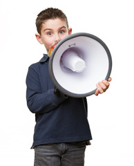 little kid holding a megaphone