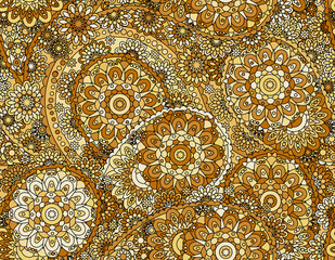 Vector flower paisley seamless pattern element. Elegant texture for backgrounds