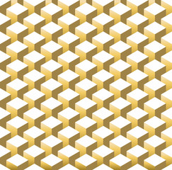 Gold isometric 3d retro cube seamless pattern