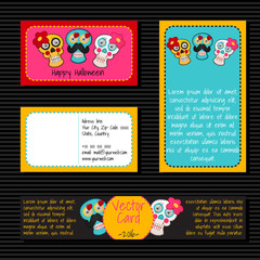 Cards of different shape and size with skulls 