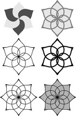 Vector set of ornamental floral characters in style.