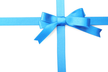 Dark blue ribbon bow isolated on white